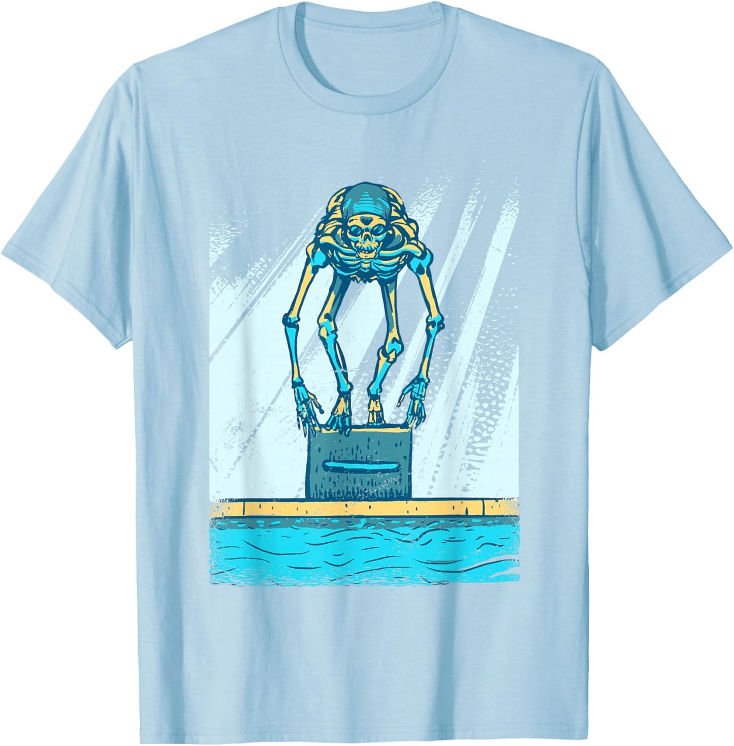 Competition Swimming Skeleton Swimmer T-Shirt - T-Shirt | Light Blue