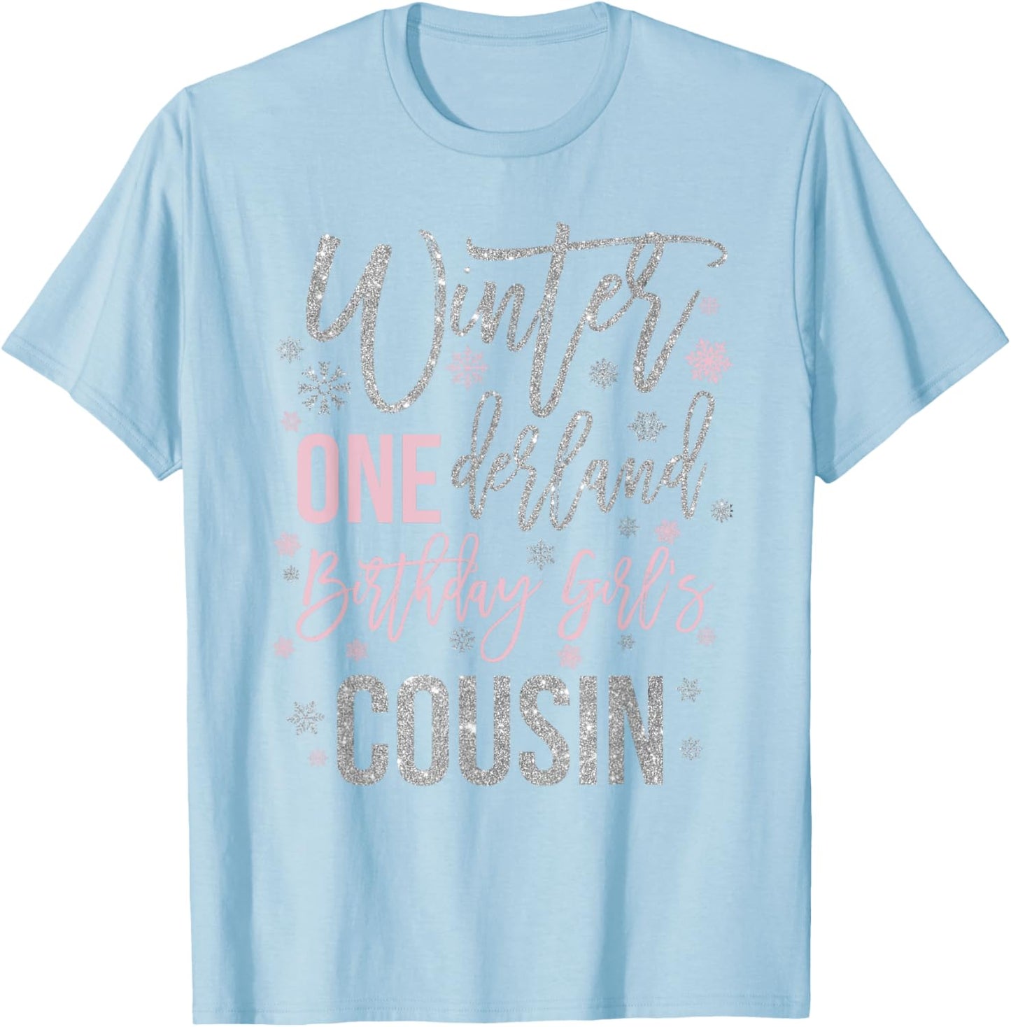 Cousin Winter Onederland 1st Birthday Snowflake Matching T-Shirt - T-Shirt | Light Blue