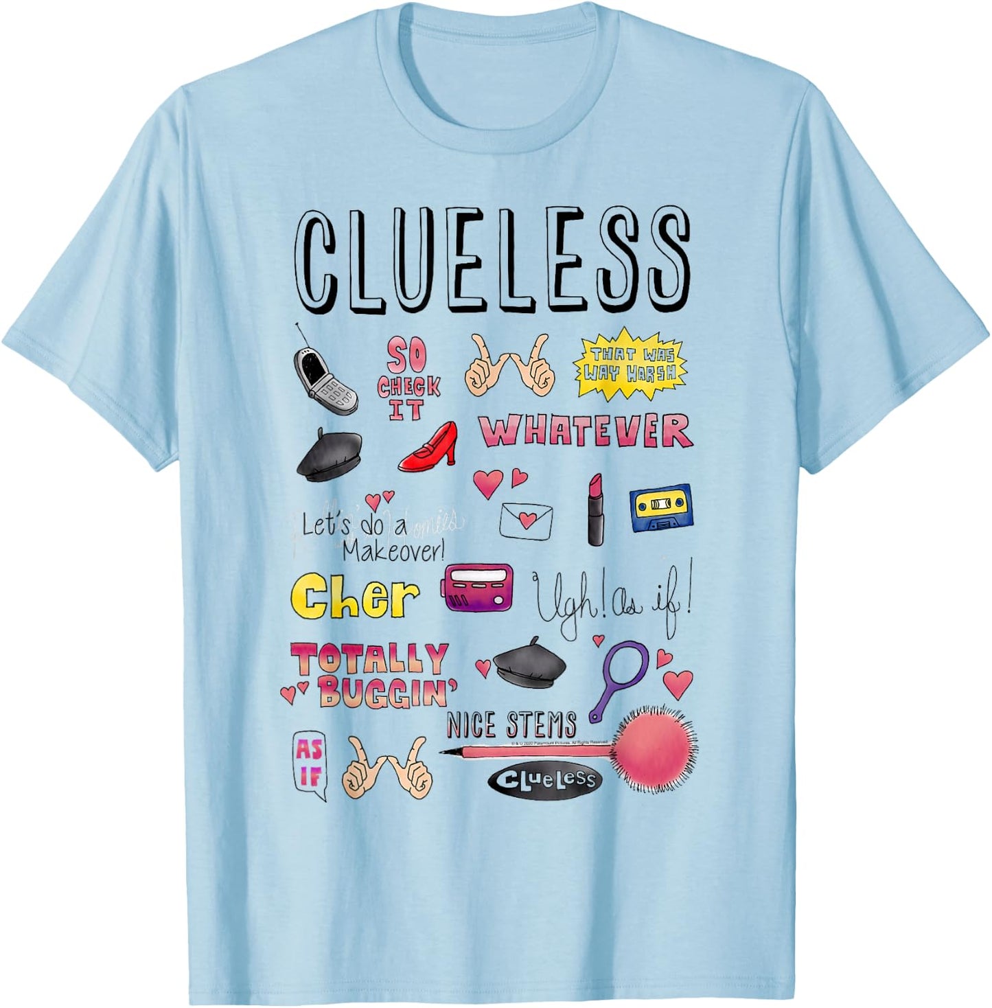Clueless Icon Doodles T-Shirt - T-Shirt | Light Blue