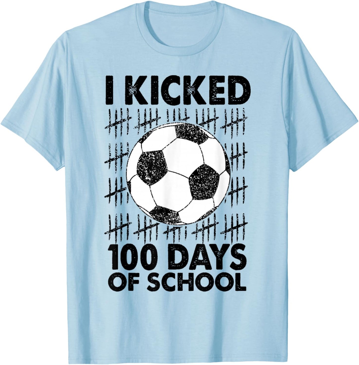 I Kicked 100 Days of School Soccer 100th Day Sport Kids Boys T-Shirt - T-Shirt | Light Blue