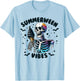 Summerween Vibes Skeleton Ice Cream Summer Vacation Funny T-Shirt - T-Shirt | Light Blue