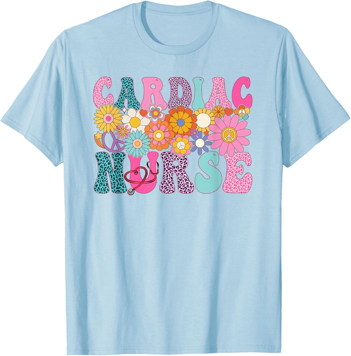 Cardiac Nurse Week Groovy Appreciation Day T-Shirt - T-Shirt | Light Blue