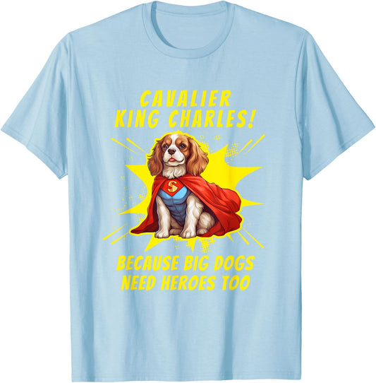 Superdog Cavalier King Charles Spaniel Dog T-Shirt - T-Shirt | Light Blue