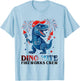 Dino-Mite Fireworks Crew Dinosaur USA Flag 4th Of July Kids T-Shirt - T-Shirt | Light Blue