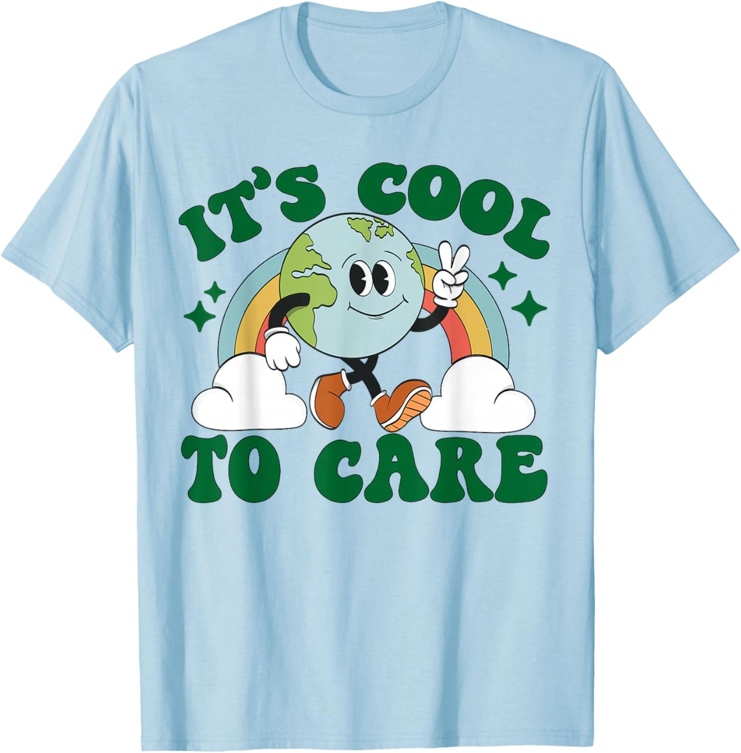 It's Cool To Care Earth Day Groovy 70s Retro Trendy Cute T-Shirt - T-Shirt | Light Blue