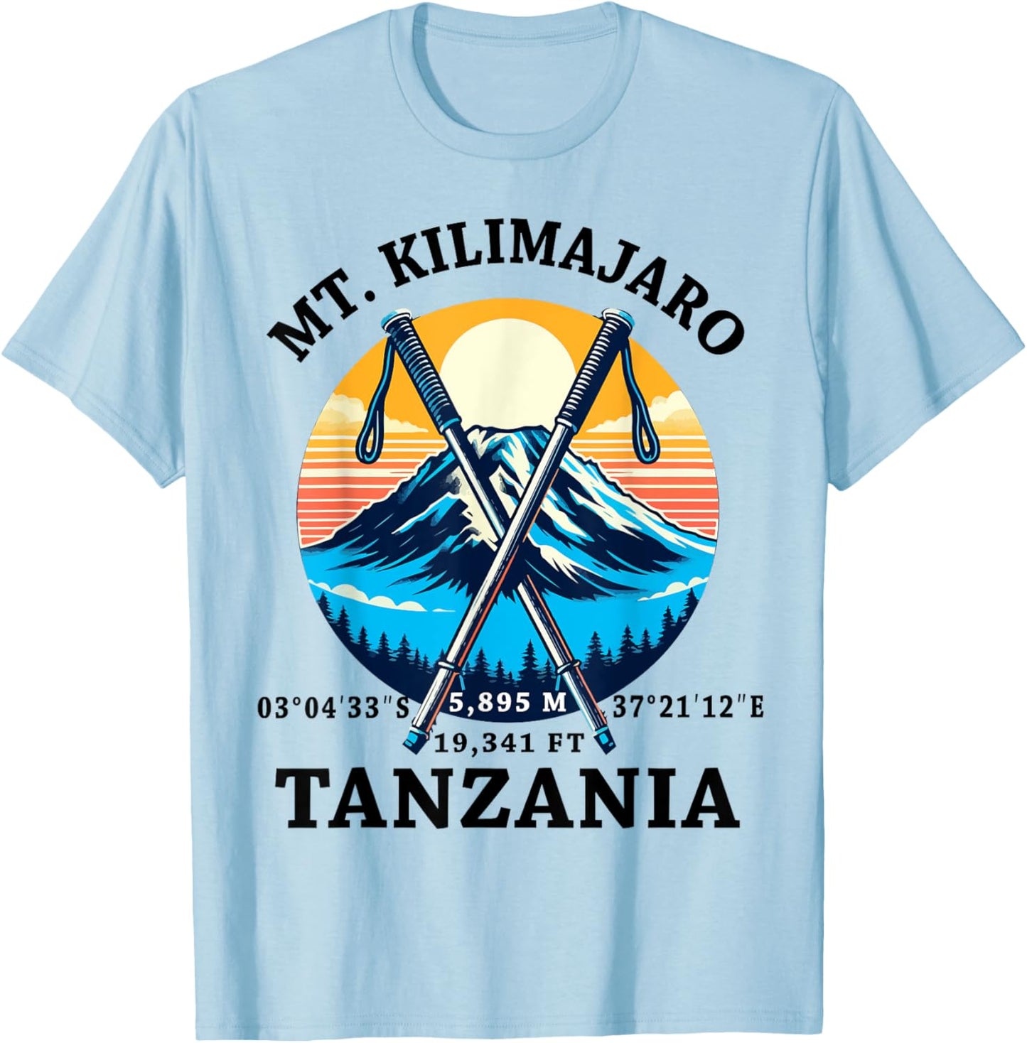 Climbed Mount Kilimanjaro Summit Club Hike Tanzania T-Shirt - T-Shirt | Light Blue