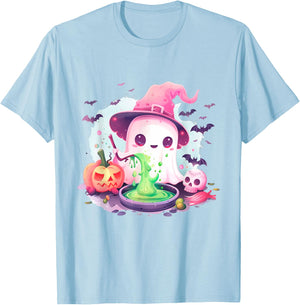 Cute Pink Halloween Party Ghost Costume Girls Women T-Shirt - T-Shirt | Light Blue