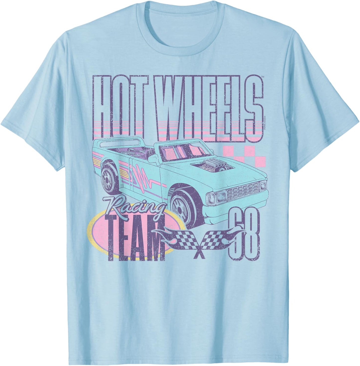 Hot Wheels - Racing Team 68 Blue Convertible Car T-Shirt - T-Shirt | Light Blue