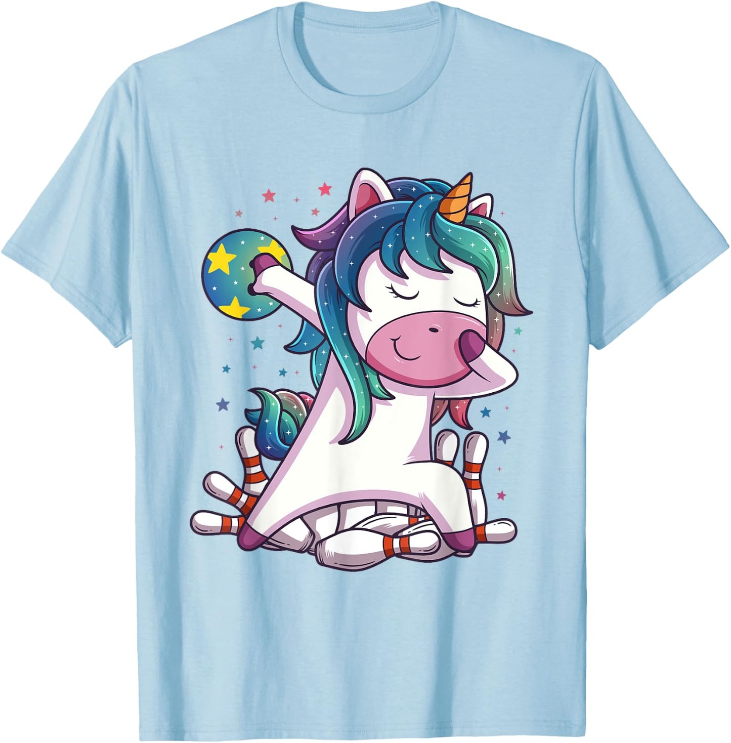 Polka Dot Unicorn Bowling Birthday Party Gift T-Shirt - T-Shirt | Light Blue