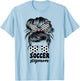 Soccer Stepmom Messy Bun Bonus Stepmother Mom Cute T-Shirt - T-Shirt | Light Blue