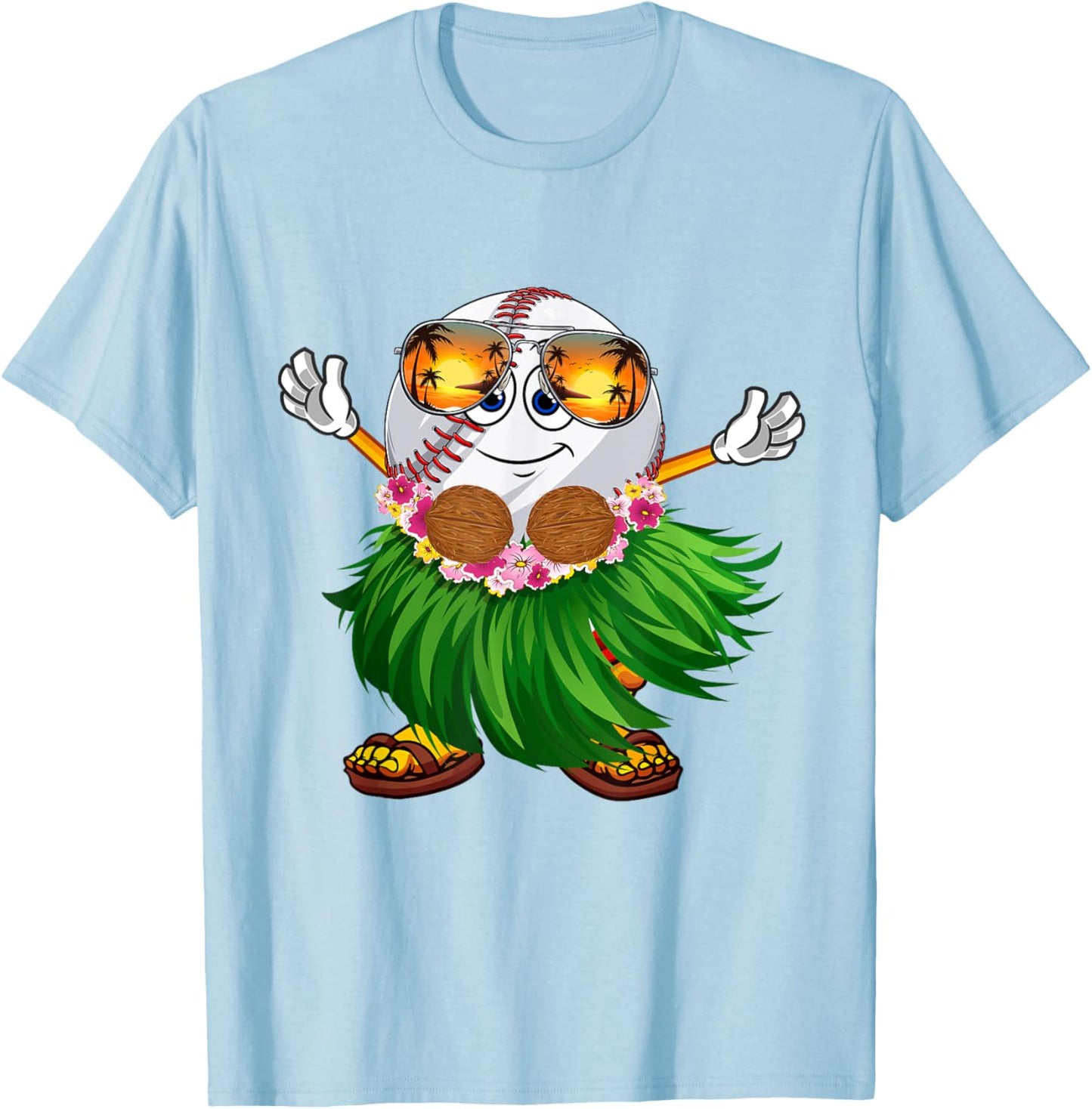 Funny Hawaii Baseball Ball Hawaiian Tropical Summer Vacation Women Kids T-Shirt - T-Shirt | Light Blue