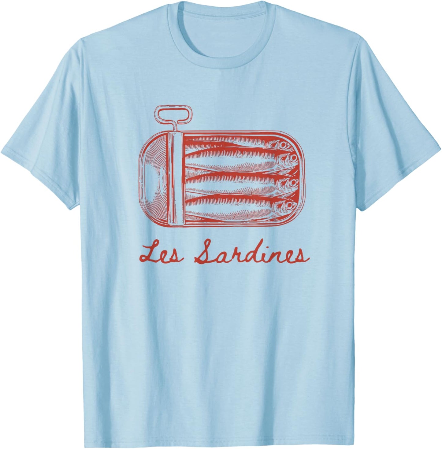 Les Sardines Fisherman Aesthetic Coastal Sardine Fish T-Shirt - T-Shirt | Light Blue