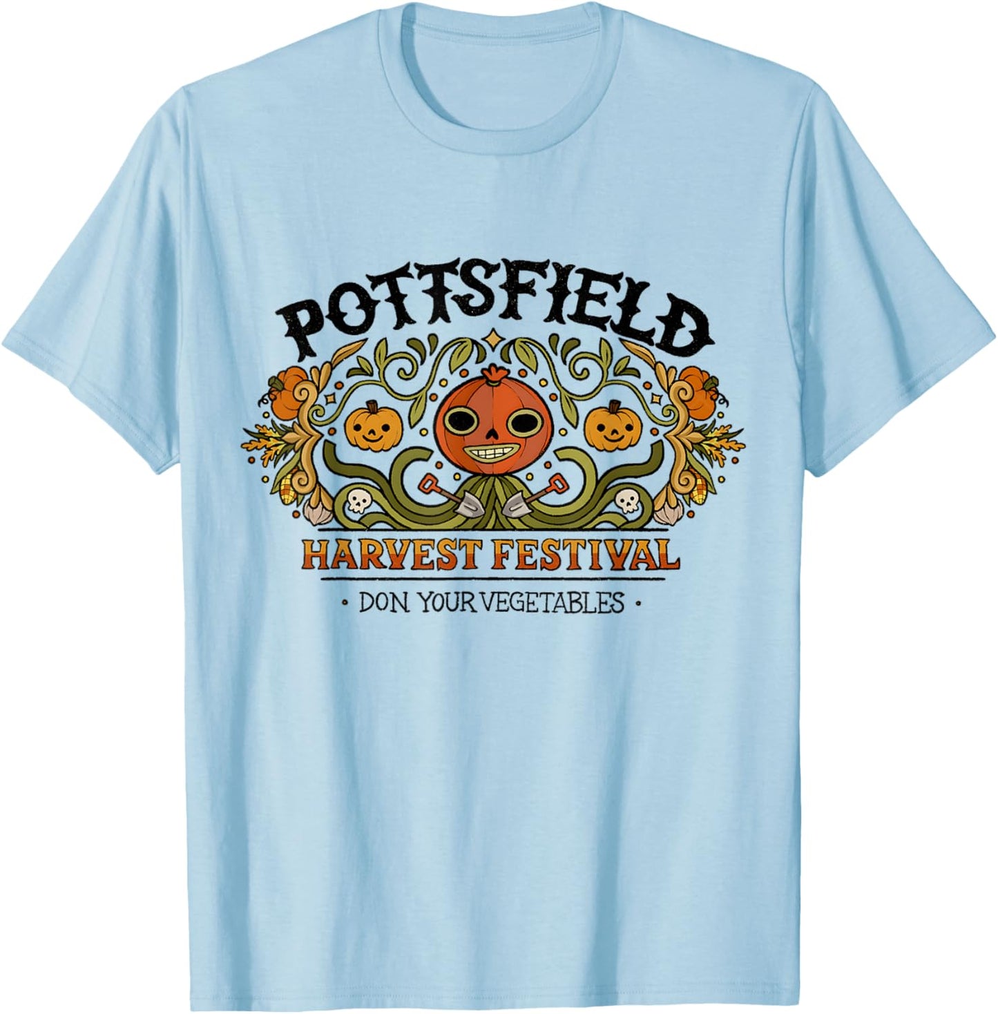 Spooky Pottsfield Harvest Festival Pumpkin Vibes Halloween T-Shirt - T-Shirt | Light Blue