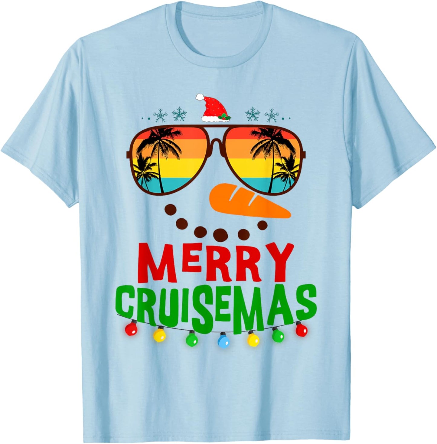 Merry Cruisemas 2025 Christmas Santa Snowman Cruise T-Shirt - T-Shirt | Light Blue