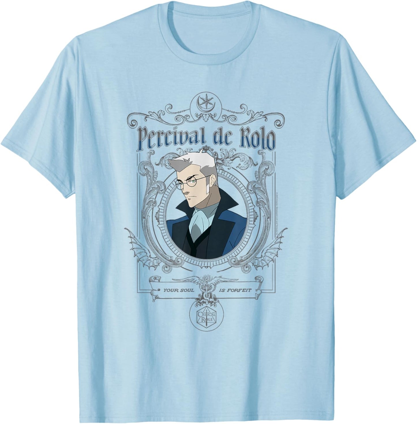 The Legend of Vox Machina Percy Goth Frame T-Shirt - T-Shirt | Light Blue