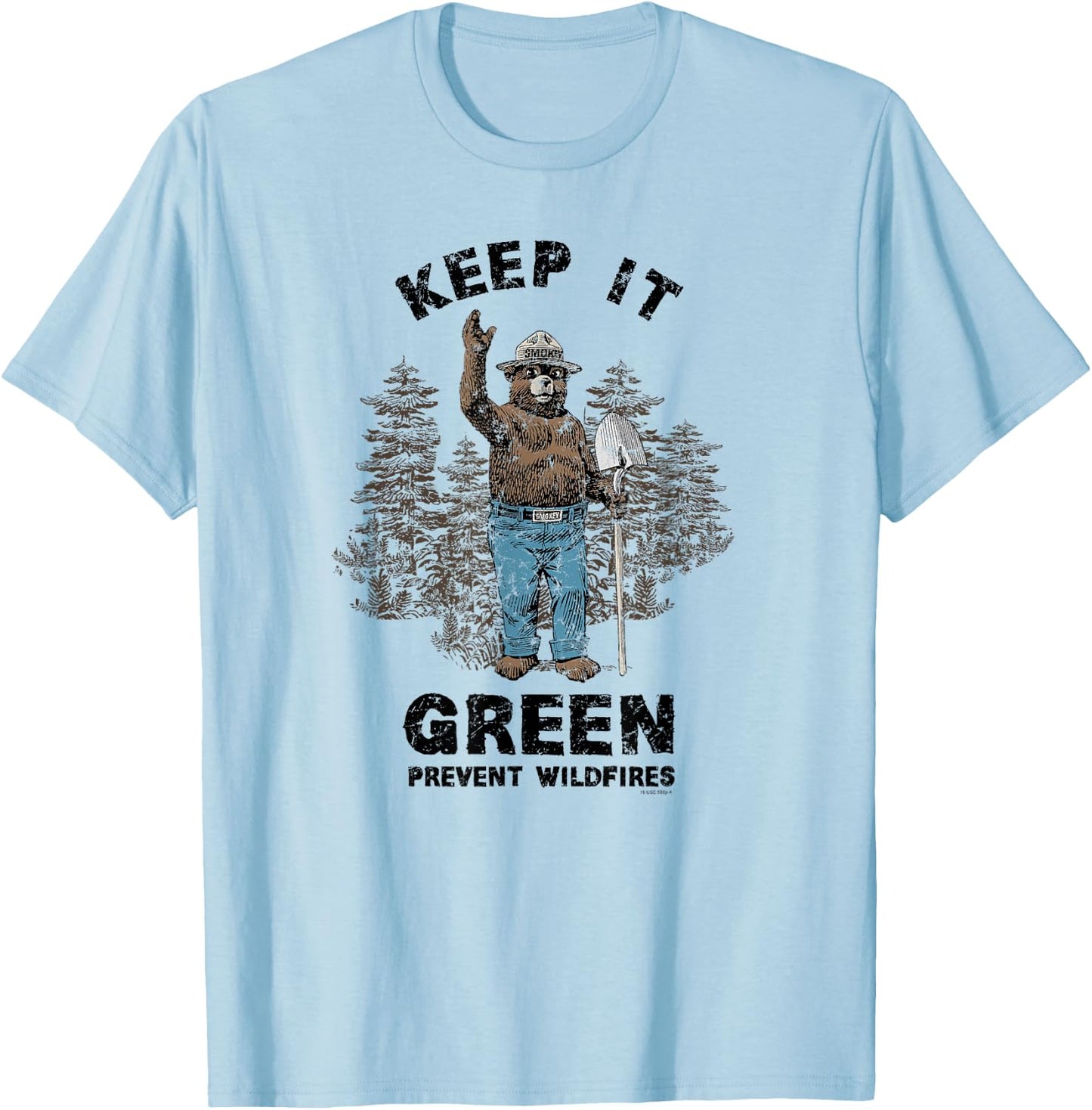 Smokey Bear Keep it Green T-Shirt - T-Shirt | Light Blue