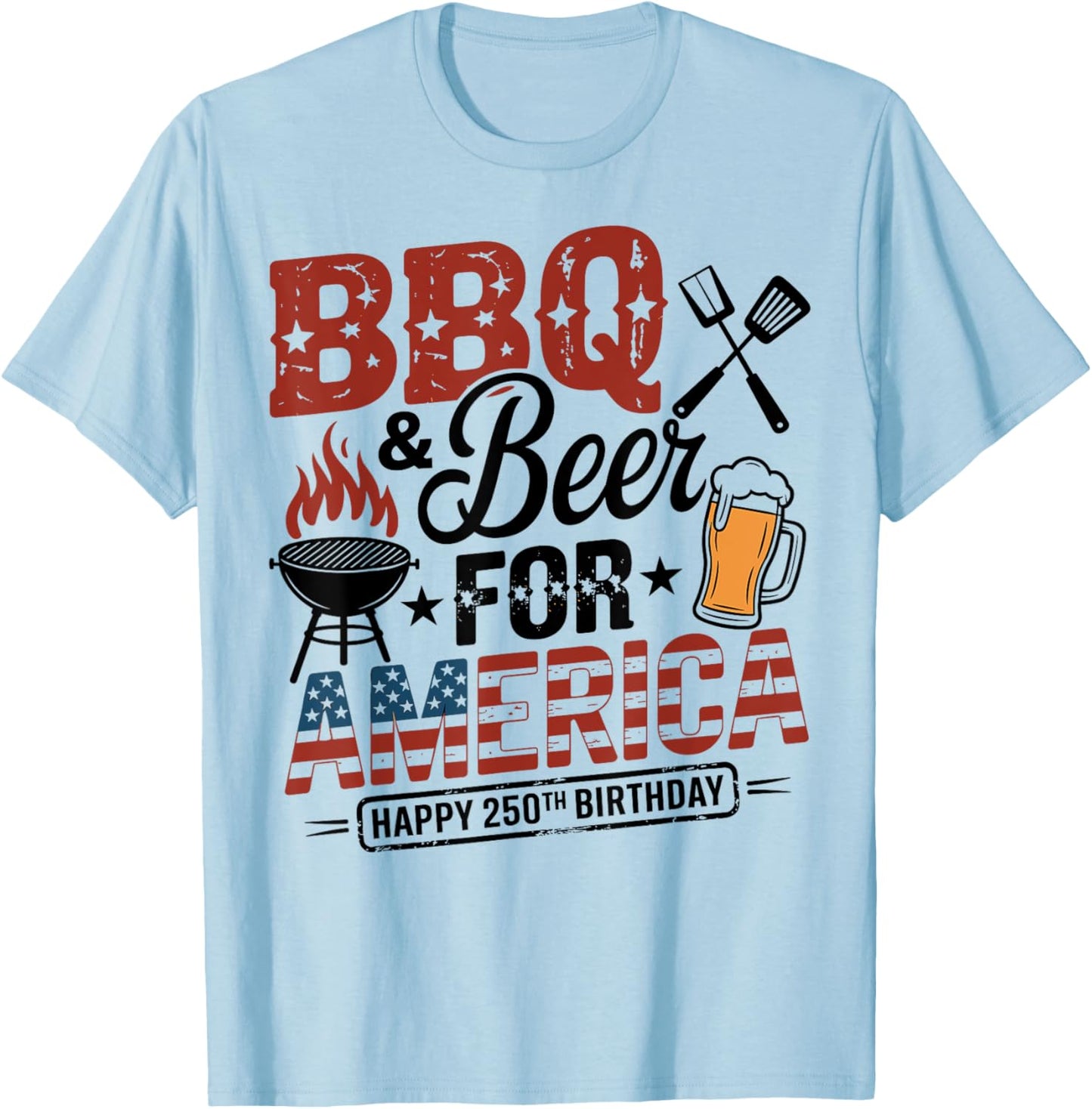 Fourth Of July Barbecue Grilling America T-Shirt - T-Shirt | Light Blue