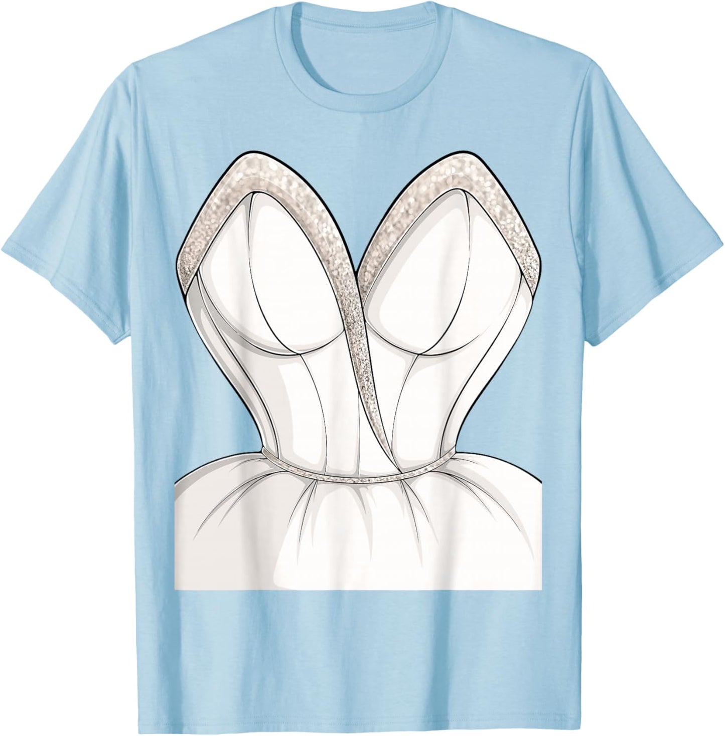 Wedding Dress Simple Marriage Bridal Shower Costume Women T-Shirt - T-Shirt | Light Blue