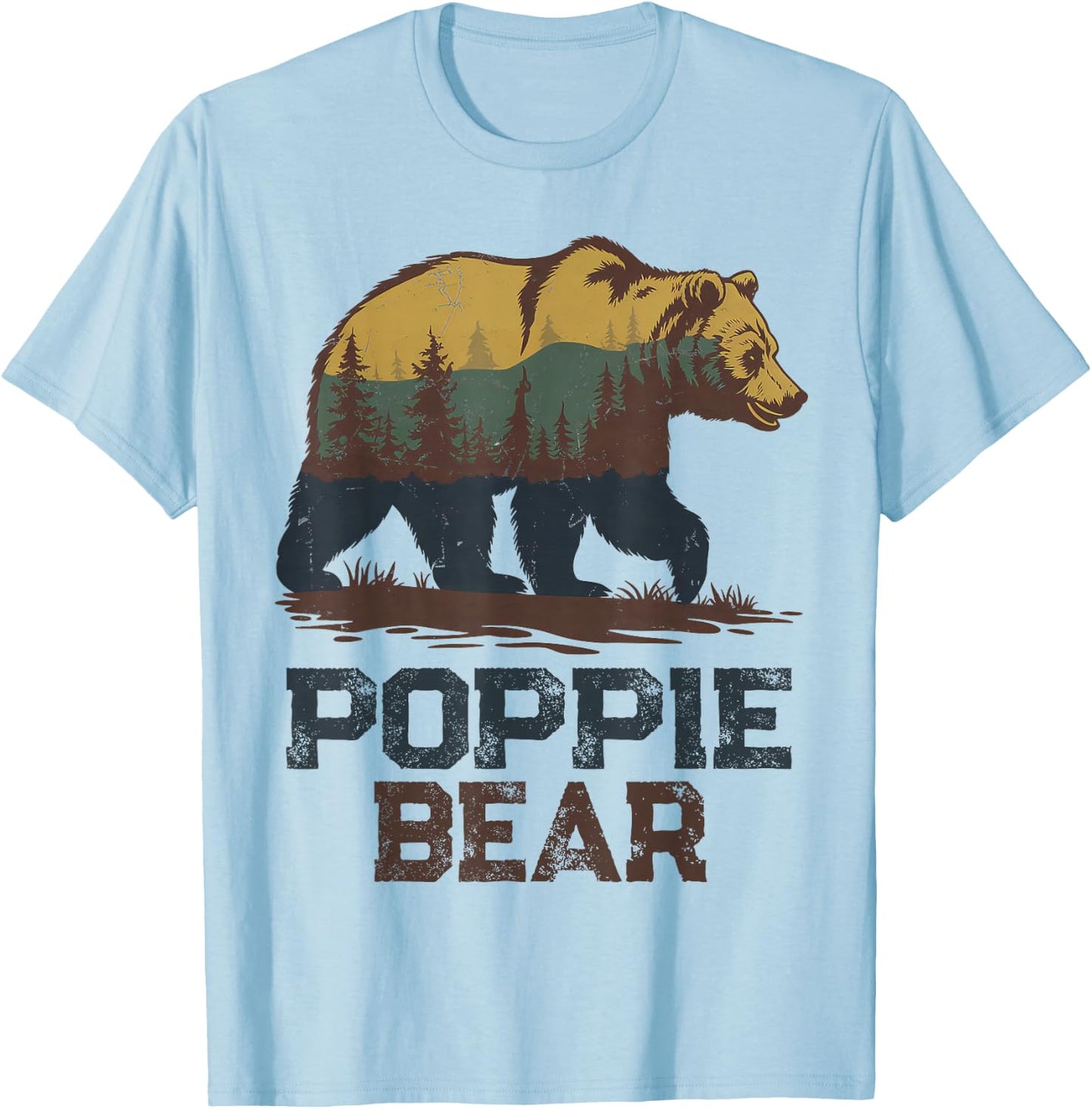 Poppie Bear Father's Day Vintage Birthday Christmas Poppie T-Shirt - T-Shirt | Light Blue