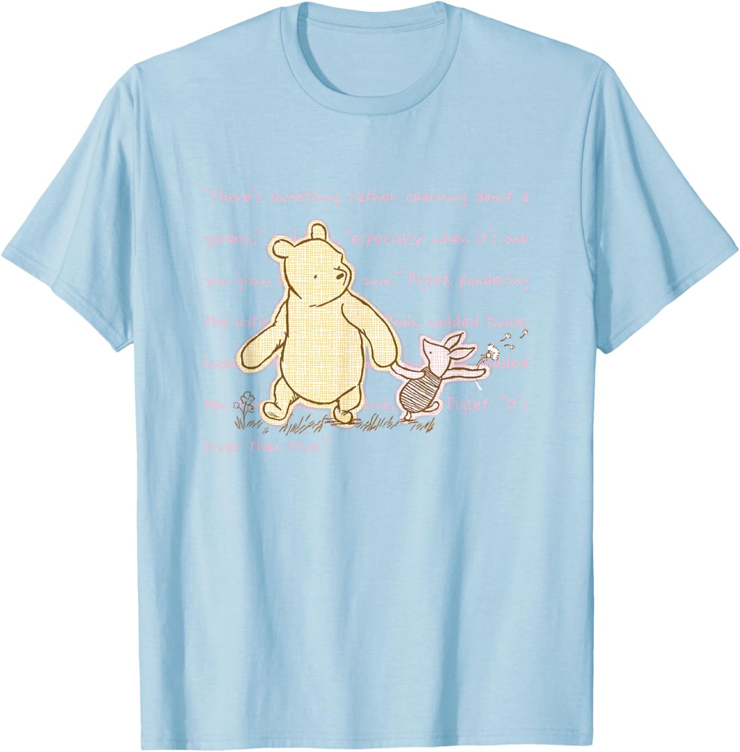 Disney Winnie The Pooh and Piglet Quote Cute Big Chest Logo T-Shirt - T-Shirt | Light Blue