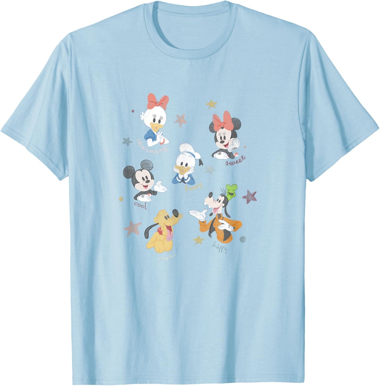 Disney Mickey And Friends Cute Vintage Character Icons T-Shirt - T-Shirt | Light Blue