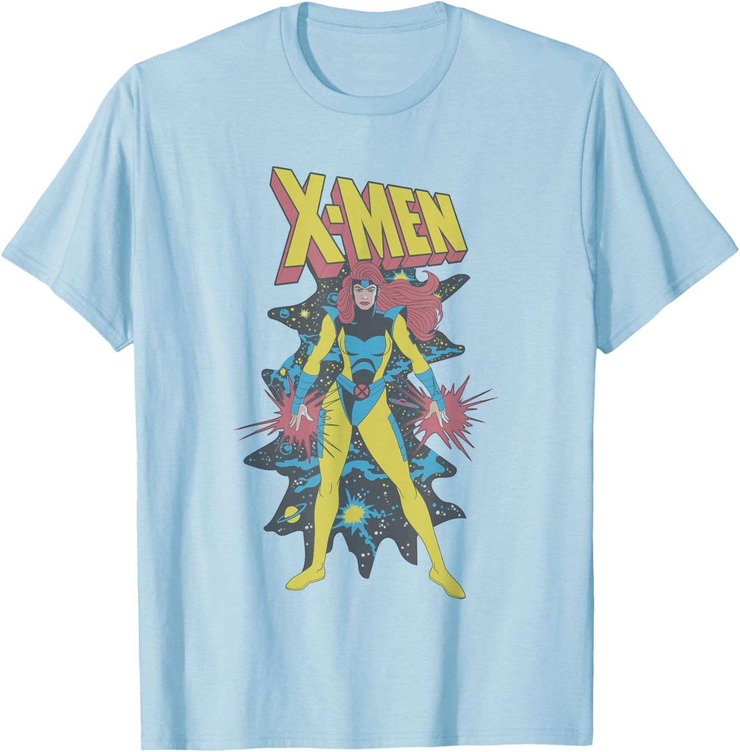 Marvel X-Men 90's TV Show Jean Grey Vintage Space Poster T-Shirt - T-Shirt | Light Blue