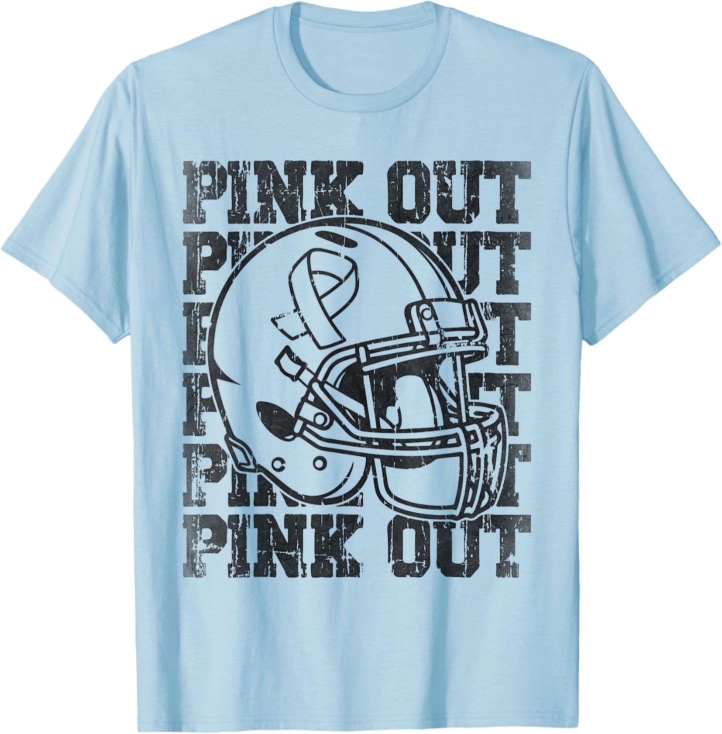 Pink Out Breast Cancer Awareness Football Mom Girls T-Shirt - T-Shirt | Light Blue