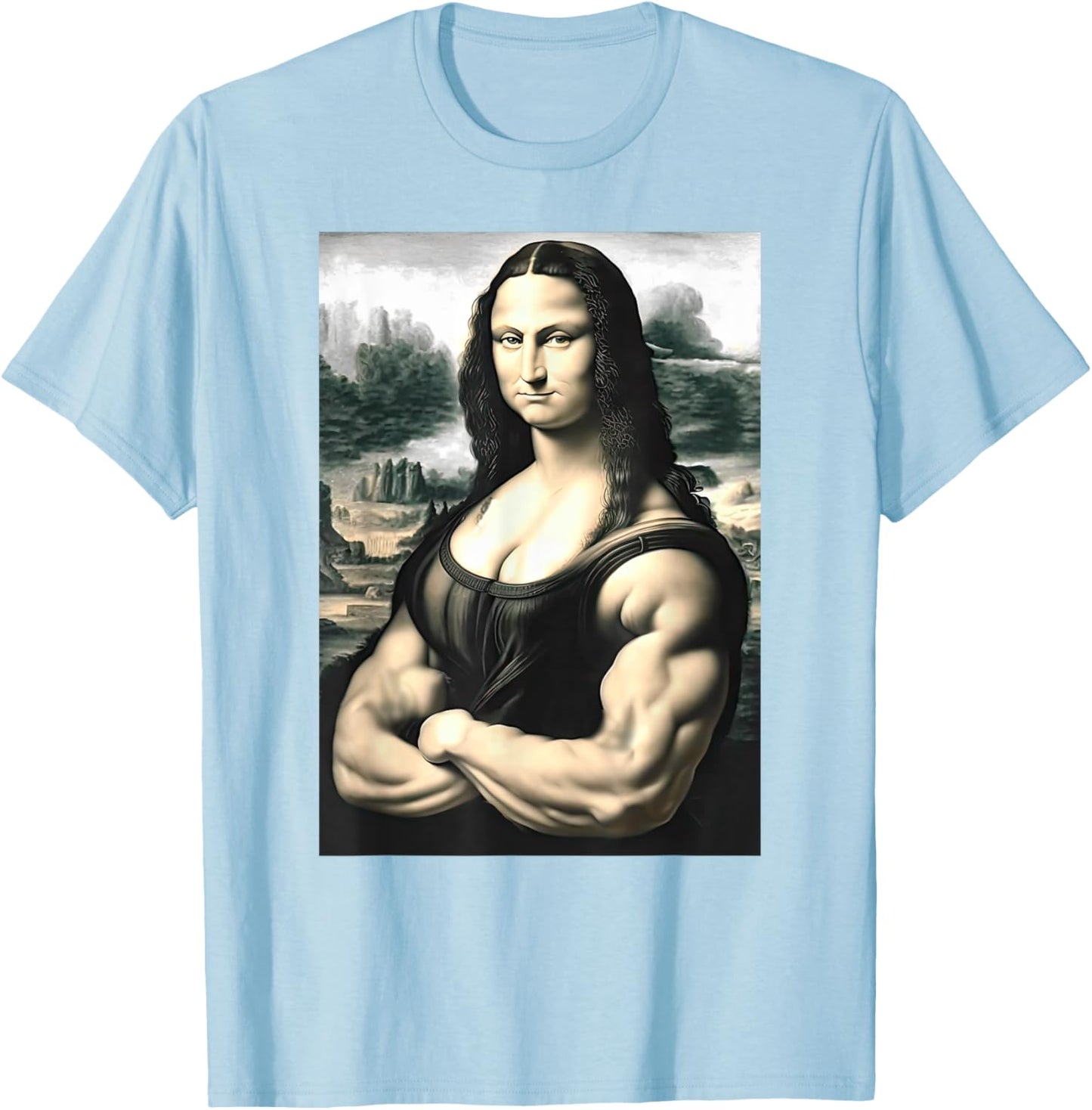 Mona Lisa Bodybuilding Parody Leonardo Da Vinci Men woman T-Shirt - T-Shirt | Light Blue