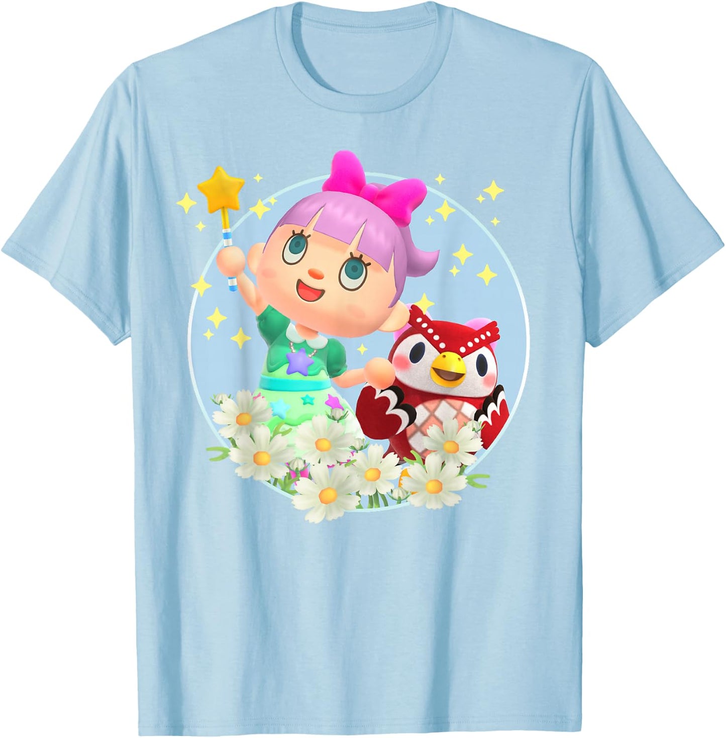 Animal Crossing: New Horizons Villager & Celeste Portrait T-Shirt - T-Shirt | Light Blue