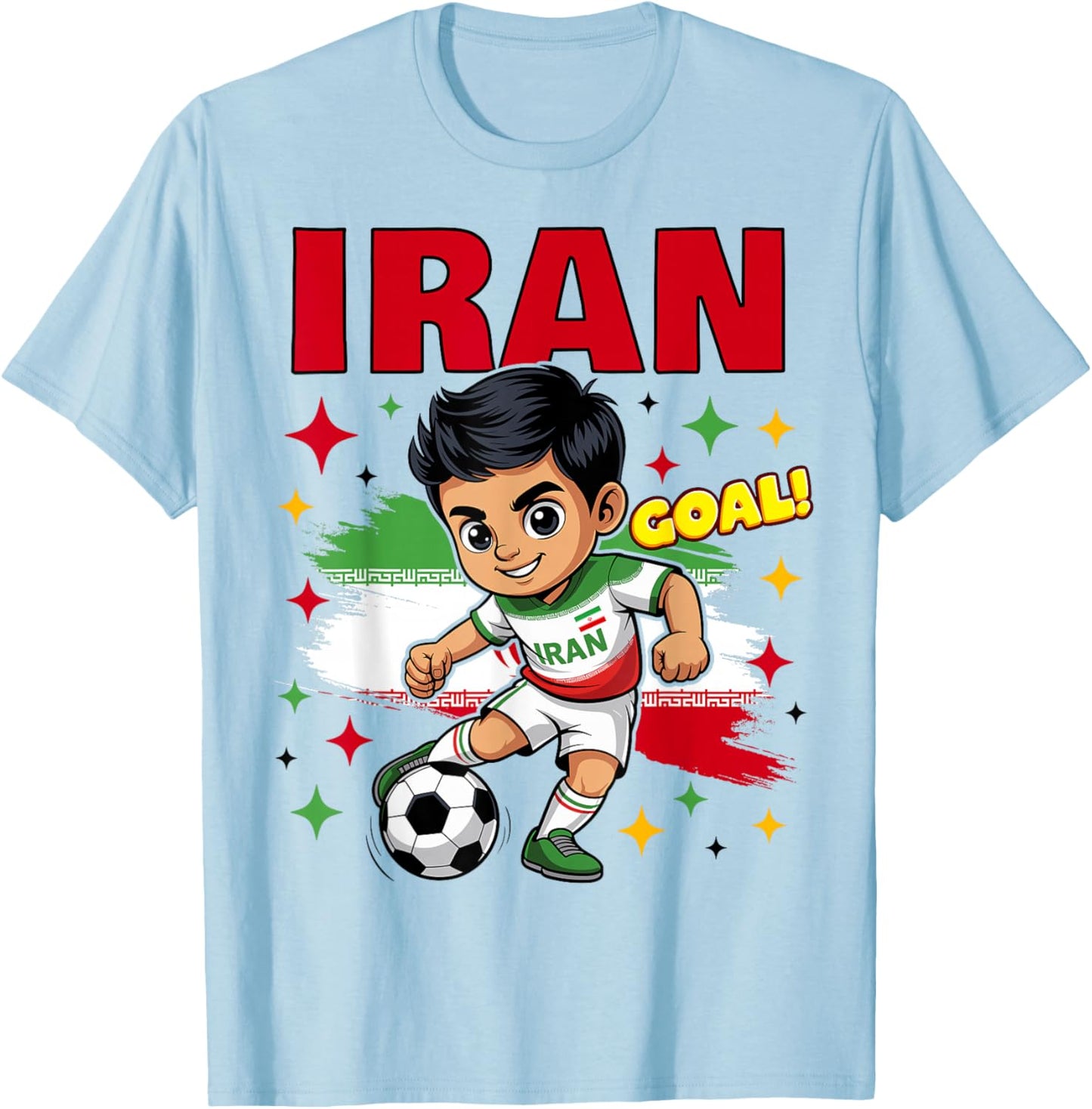 Iran Kid Goal Cartoon Iran Flag for Kids T-Shirt - T-Shirt | Light Blue