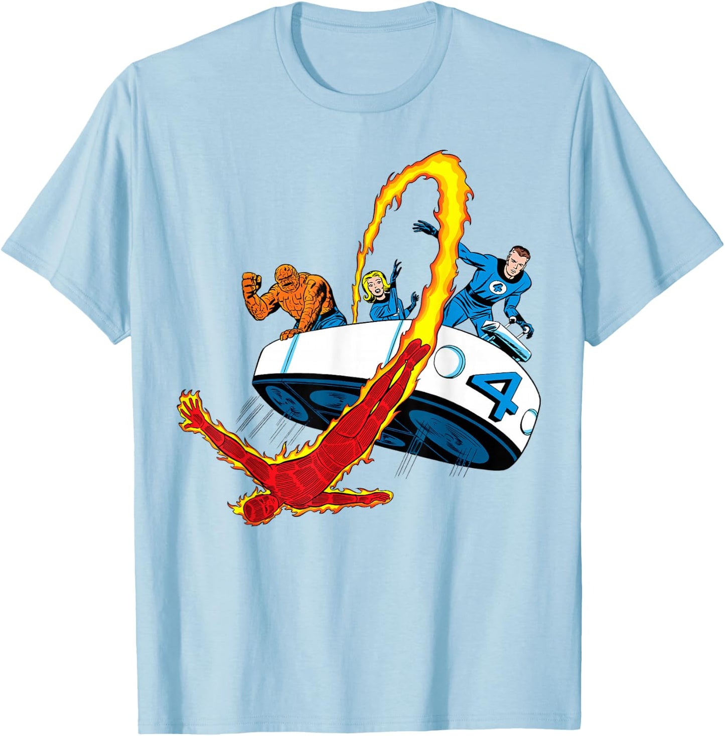 Marvel Fantastic Four Retro Fantasticar Team Small T-Shirt - T-Shirt | Light Blue