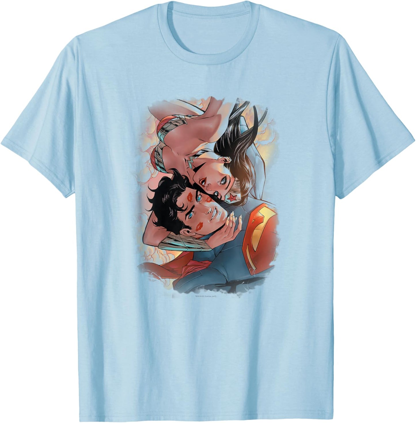 Justice League Superman & Wonder Woman Love Birds T Shirt T-Shirt - T-Shirt | Light Blue