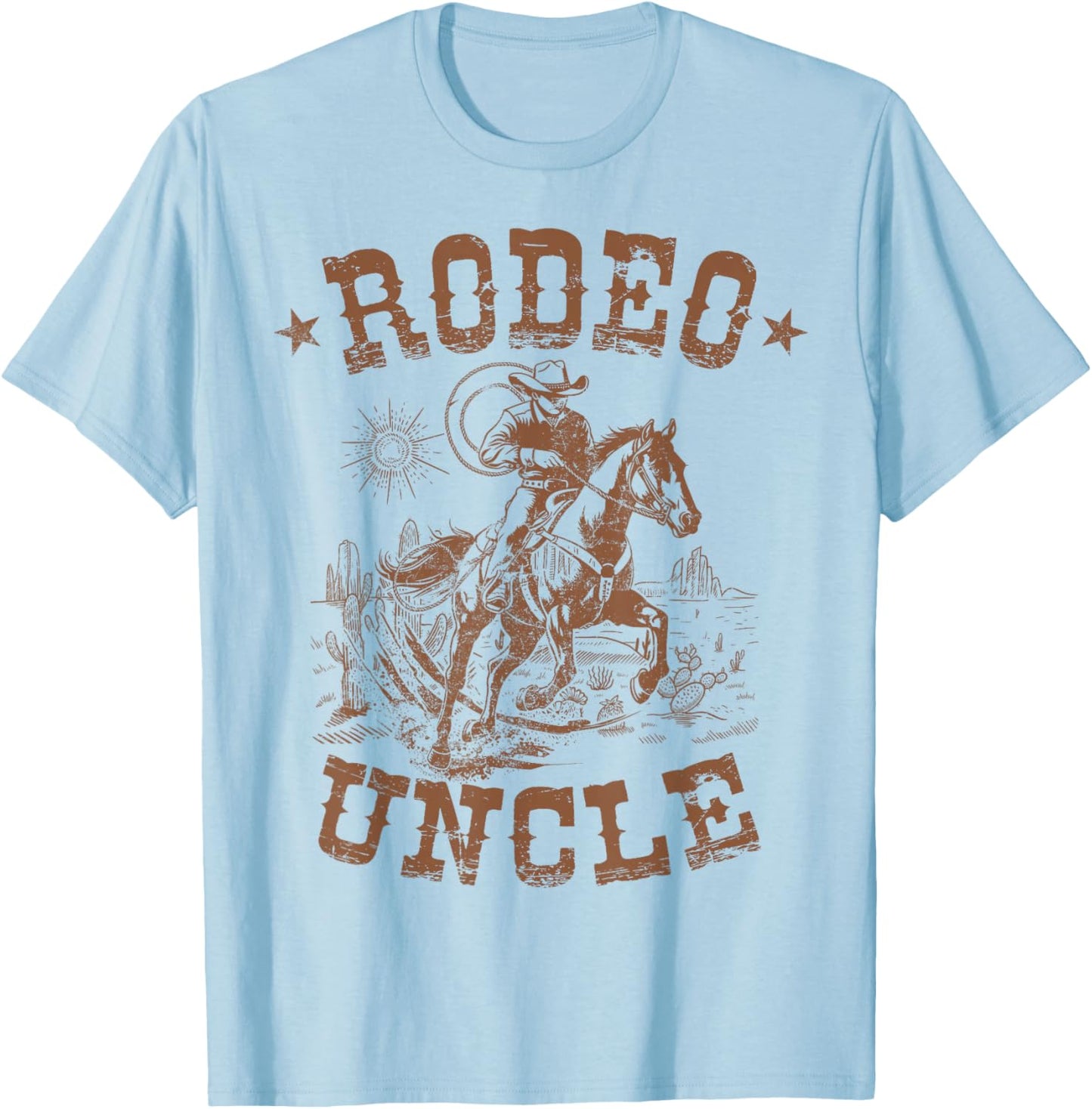 Rodeo Uncle Western Cowboy Family Matching Father's Day T-Shirt - T-Shirt | Light Blue