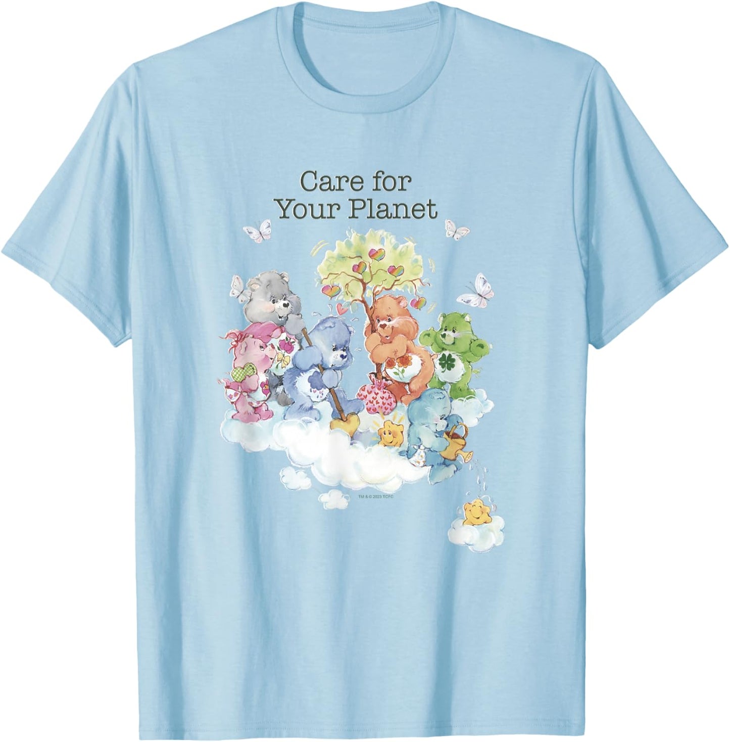Care Bears Earth Day Care For Your Planet Vintage Retro T-Shirt - T-Shirt | Light Blue