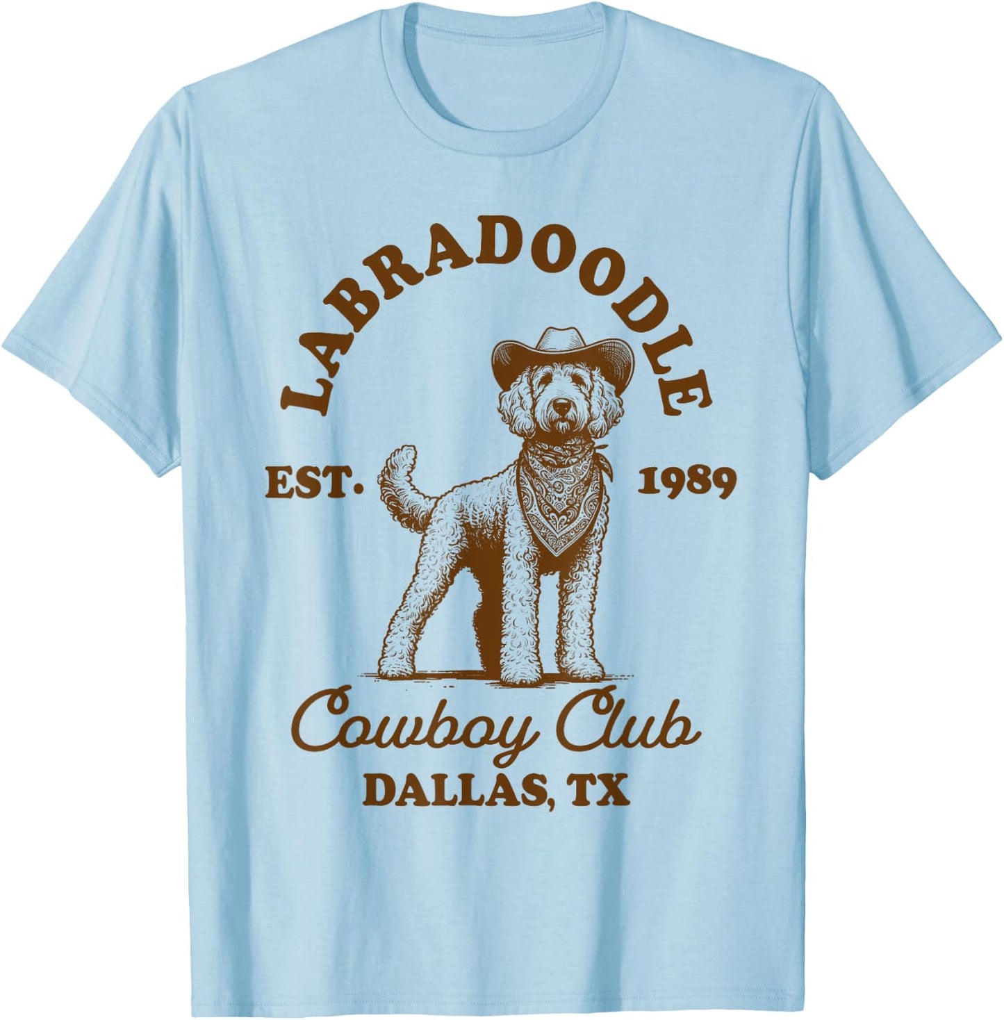 Labradoodle Mom Western Howdy Labradoodle Cowboys Club T-Shirt - T-Shirt | Light Blue
