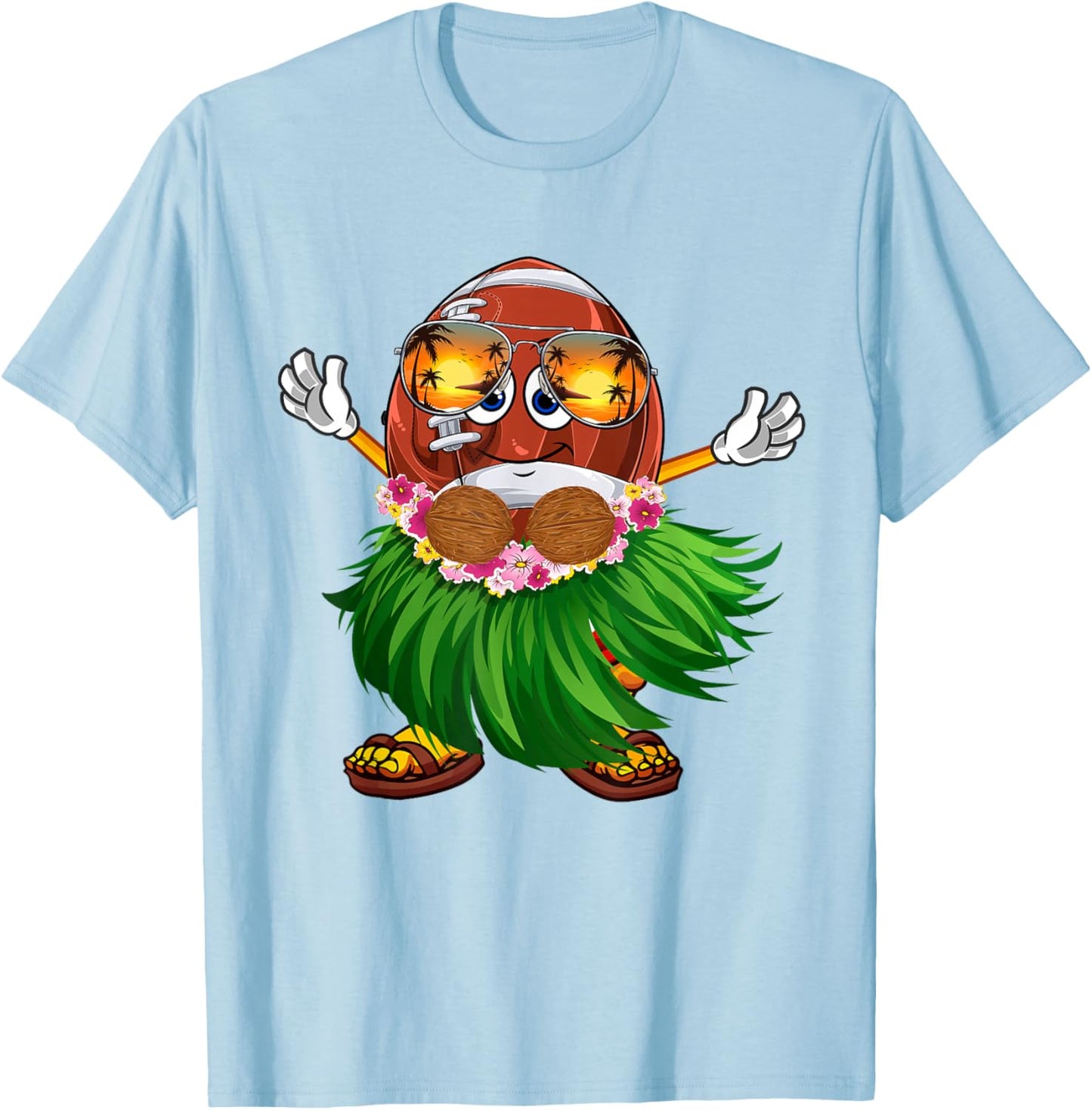 Funny Hawaii Football Ball Hawaiian Tropical Summer Vacation T-Shirt - T-Shirt | Light Blue