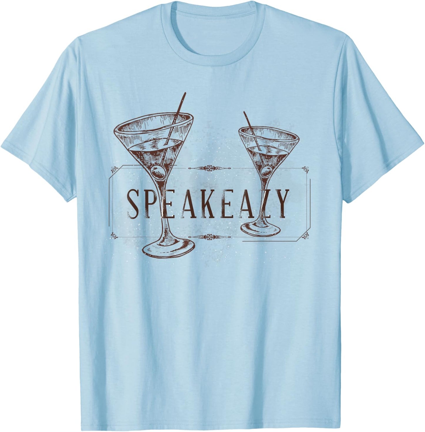 SPEAKEAZY Speakeasy Martini Olive Vodka T-Shirt - T-Shirt | Light Blue