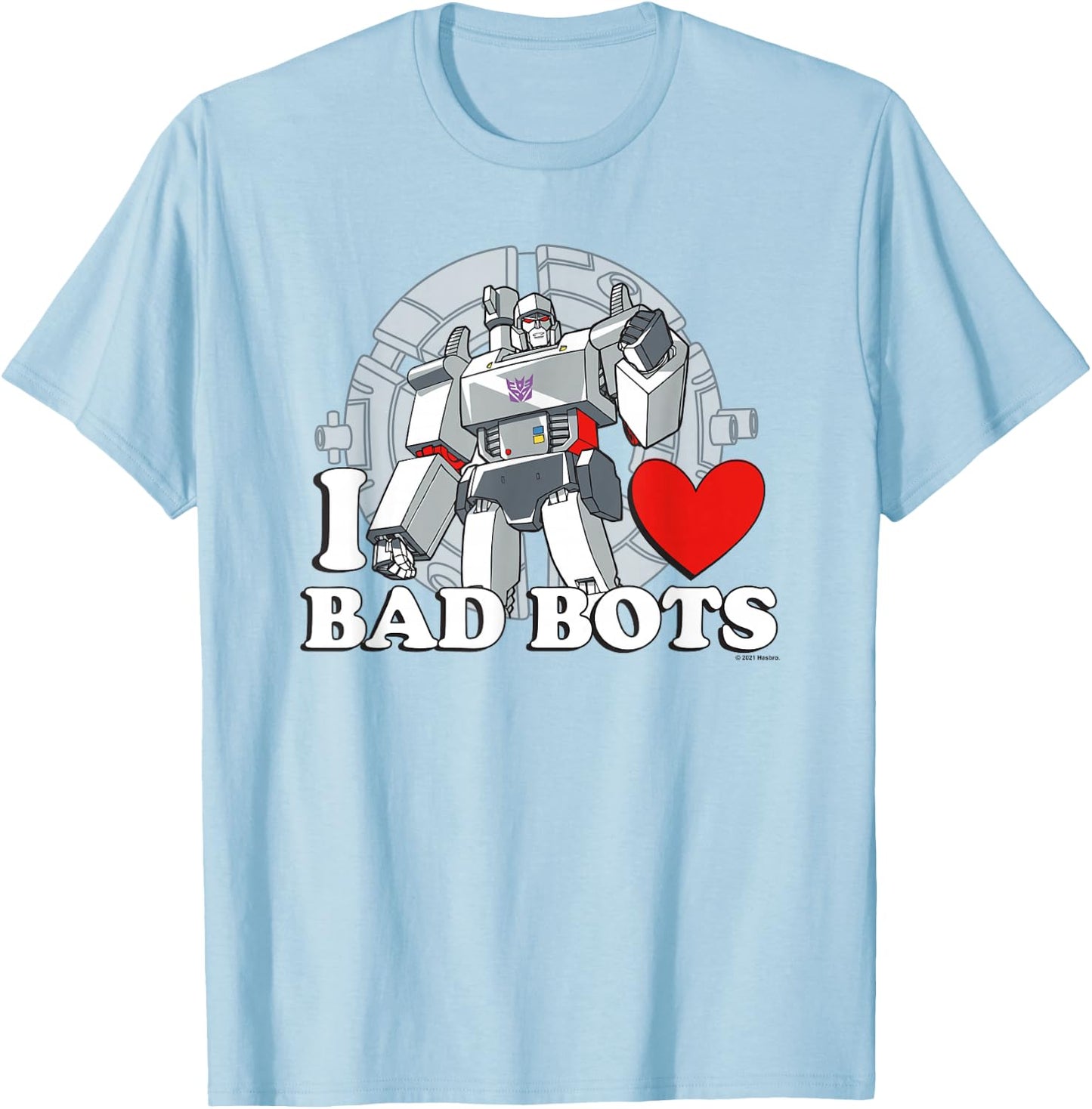 Transformers Valentine's Day Megatron I Heart Bad Bots T-Shirt - T-Shirt | Light Blue