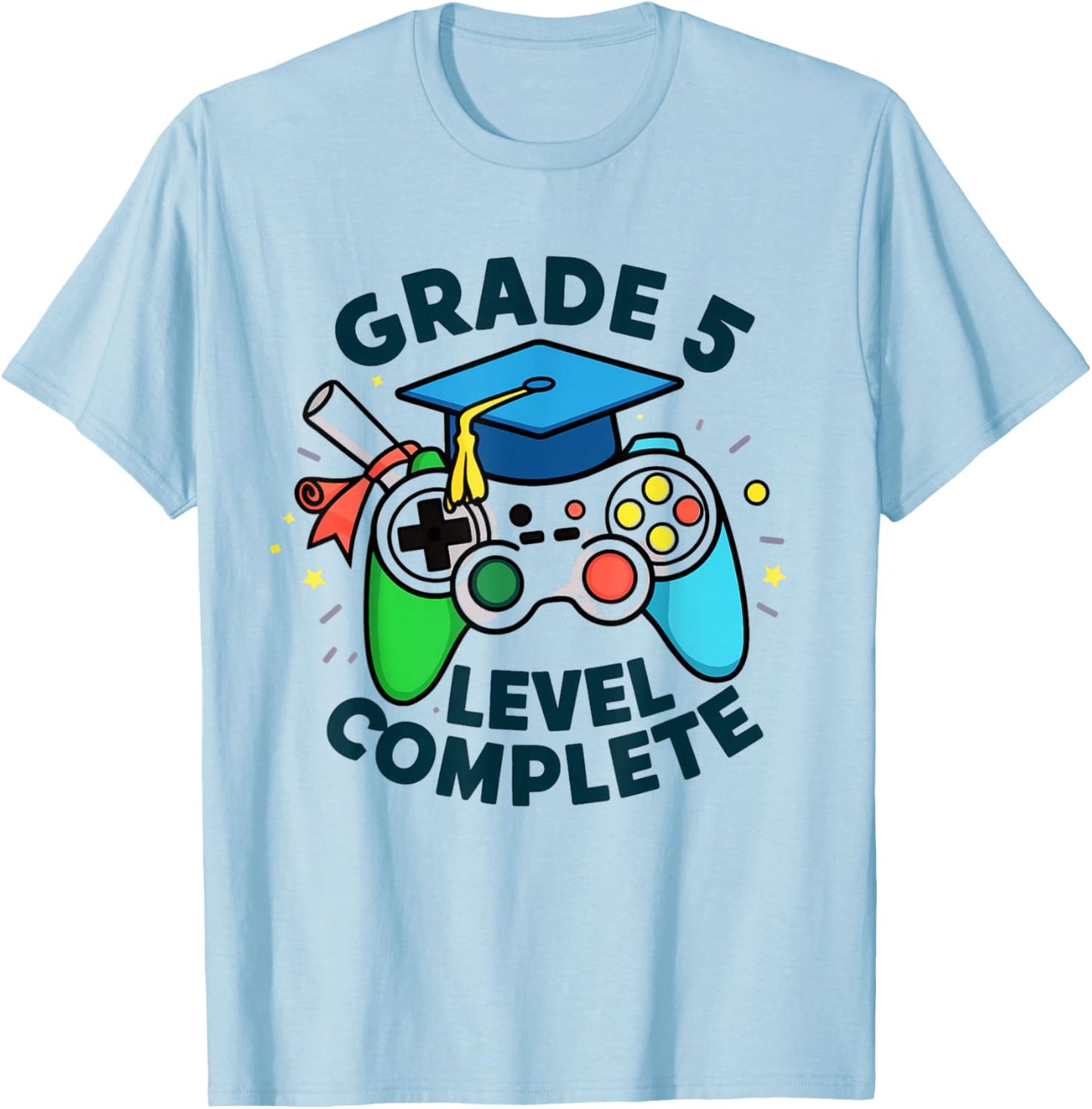 5th Grade Level Complete Gaming Graduation Gamer Squad T-Shirt - T-Shirt | Light Blue