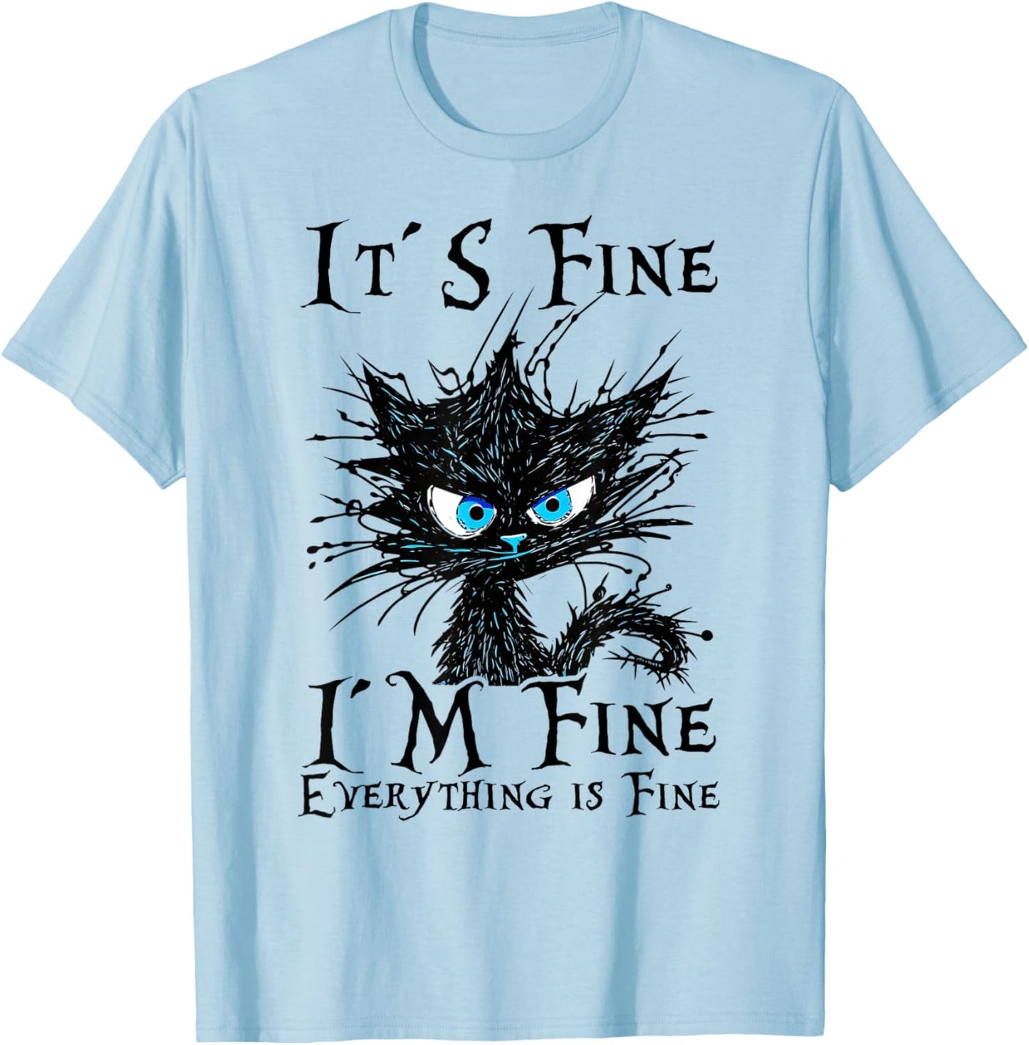 Funny Black Cat Women's T-Shirt - T-Shirt | Light Blue