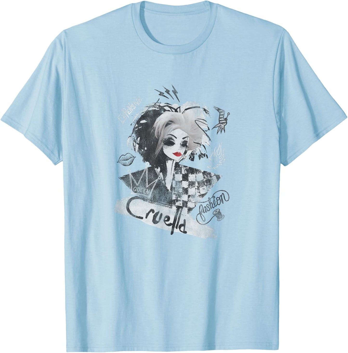 Disney Cruella Artsy Collage Small T-Shirt - T-Shirt | Light Blue