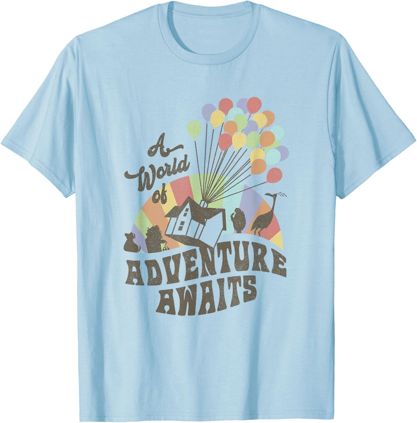 Disney Pixar Up A World Of Adventure Awaits Distressed Logo T-Shirt - T-Shirt | Light Blue