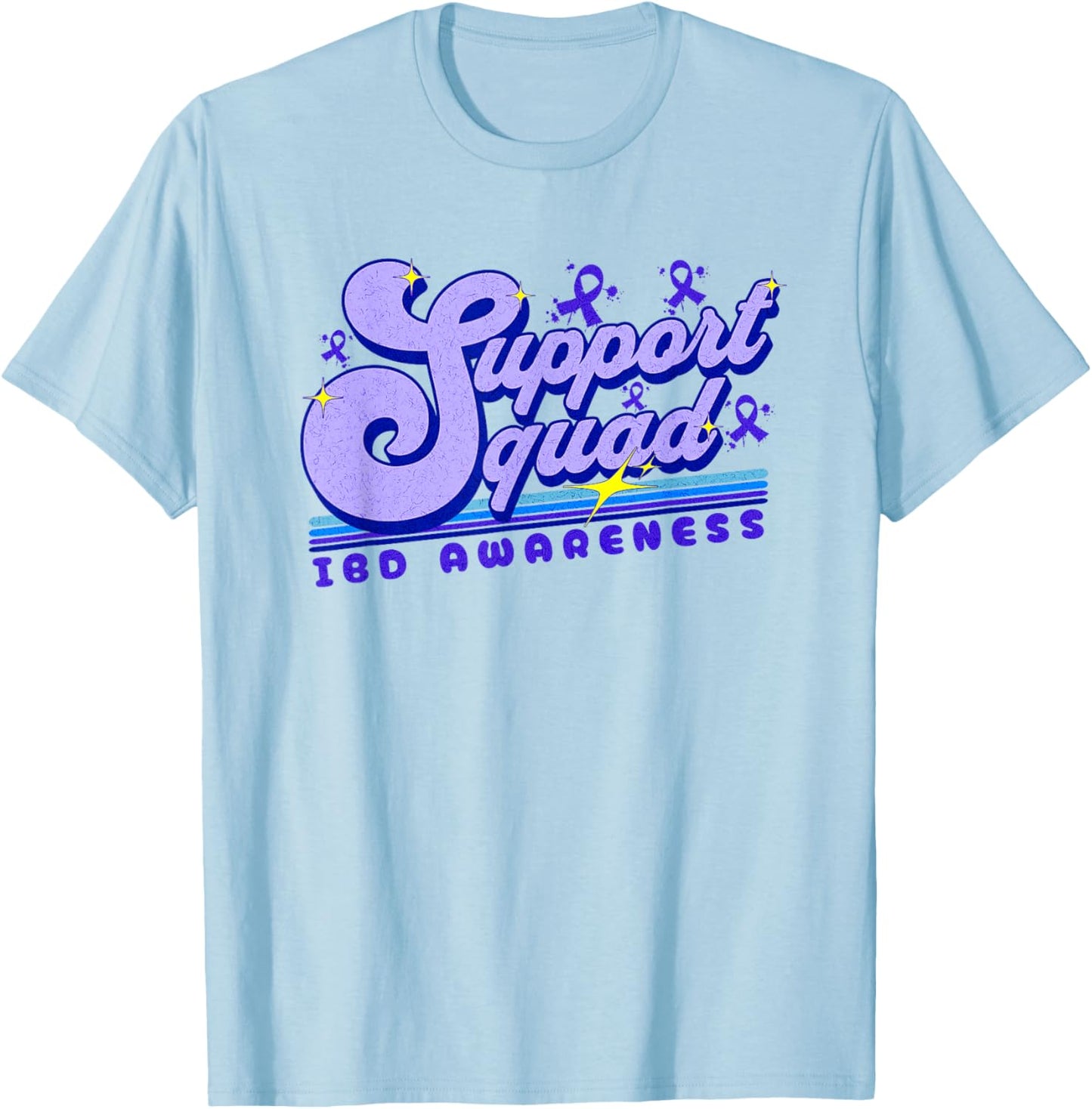 Inflammatory Bowel Disease Support Squad Awareness Ribbon T-Shirt - T-Shirt | Light Blue