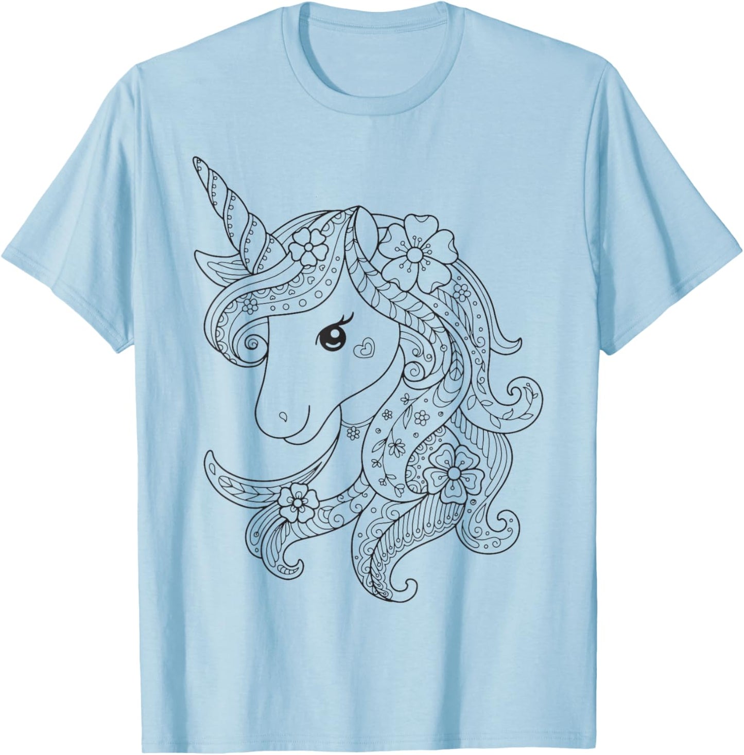 Unicorn to paint and color T-Shirt - T-Shirt | Light Blue