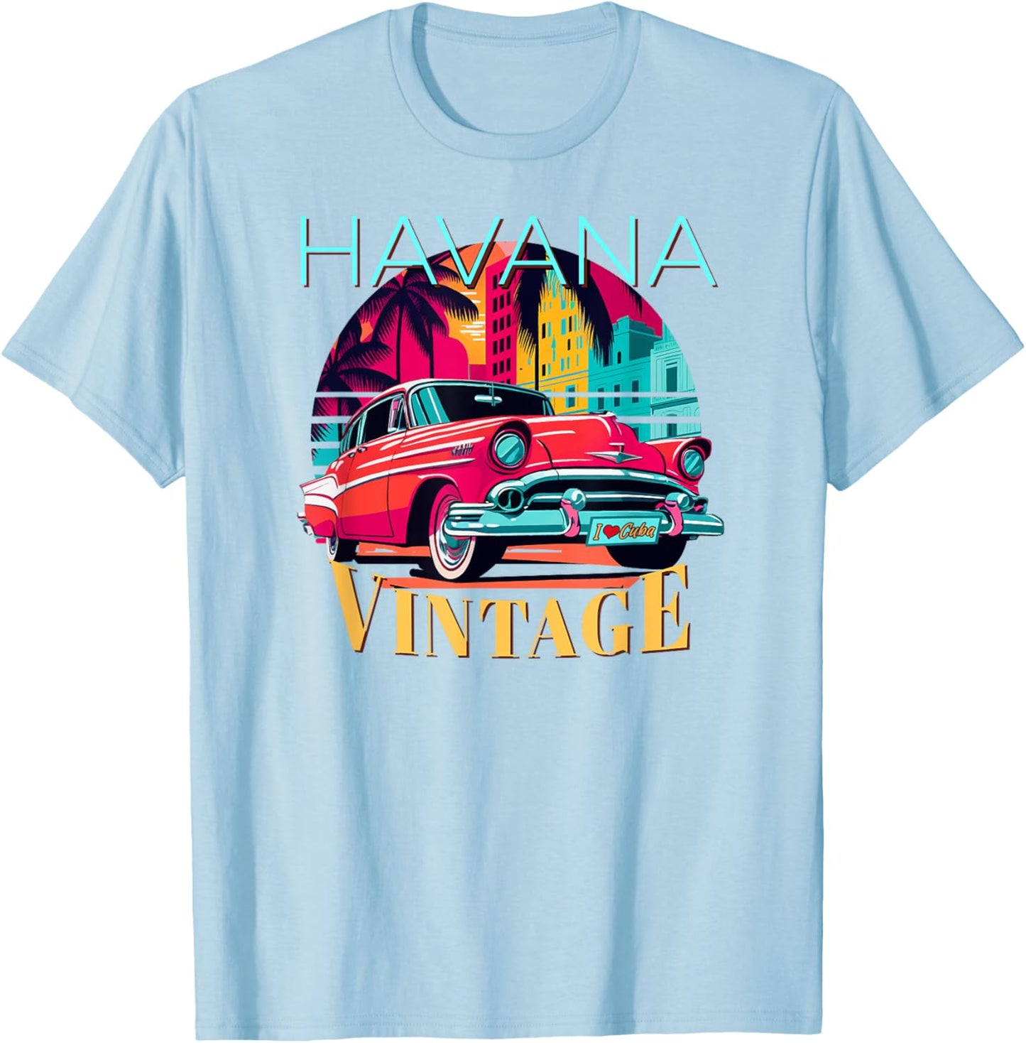 Havana Miami Spanish Cuban Flag Habana Vieja Retro Cuba T-Shirt - T-Shirt | Light Blue