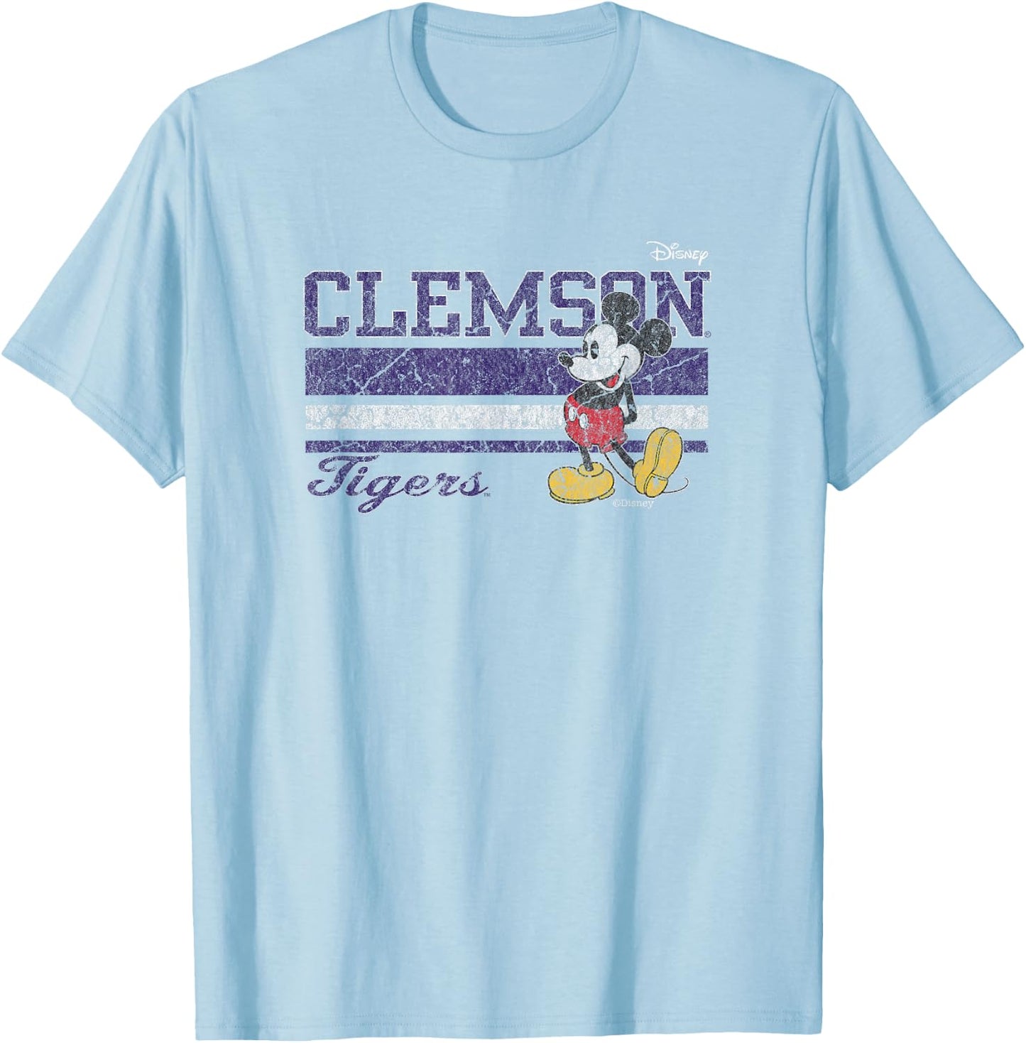 Clemson Tigers Mickey Mouse Vintage Orange T-Shirt - T-Shirt | Light Blue