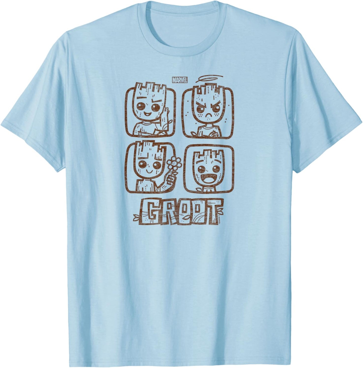Guardians of The Galaxy - Groot Grid T-Shirt - T-Shirt | Light Blue