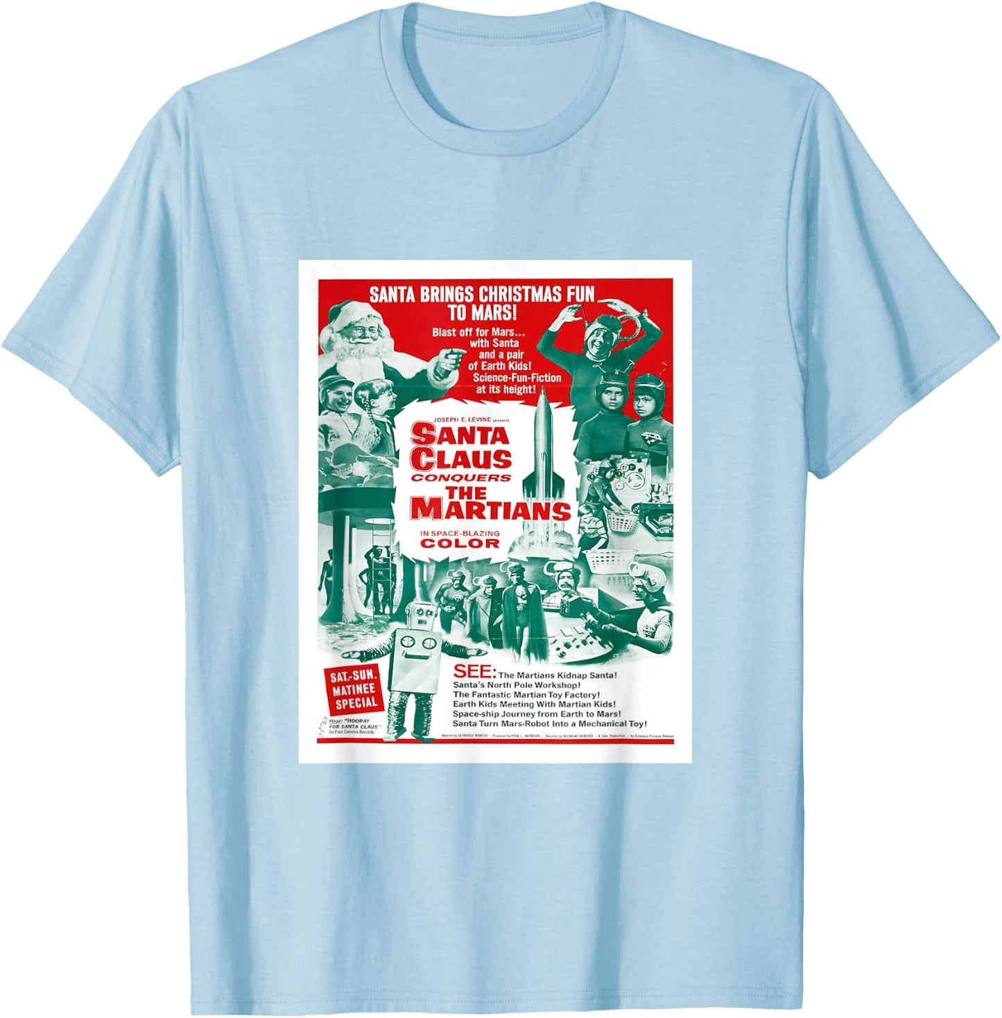 Santa Claus Conquers the Martians T-Shirt - T-Shirt | Light Blue