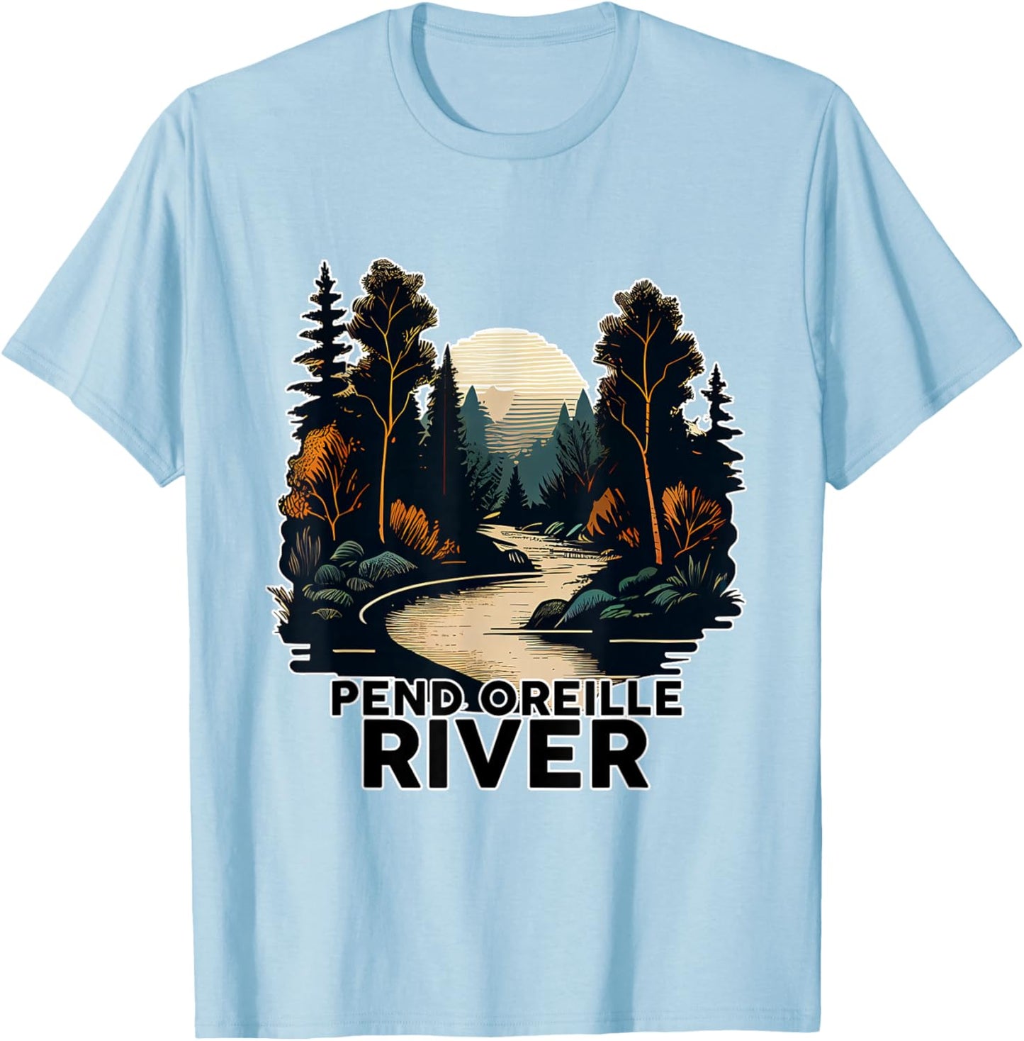 Pend Oreille River Retro River Pend Oreille T-Shirt - T-Shirt | Light Blue
