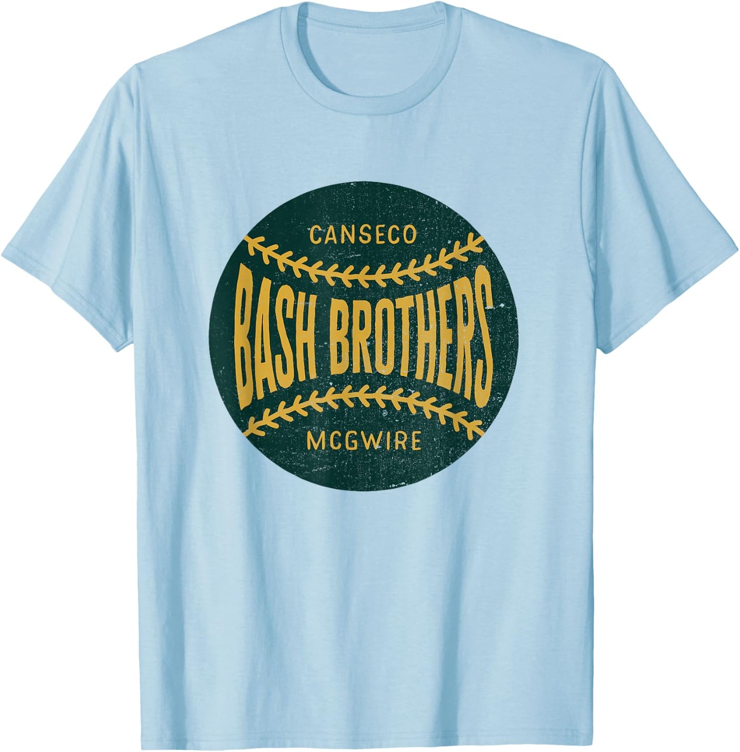Distressed Vintage-Look Bash Brothers | Baseball T-Shirt - T-Shirt | Light Blue